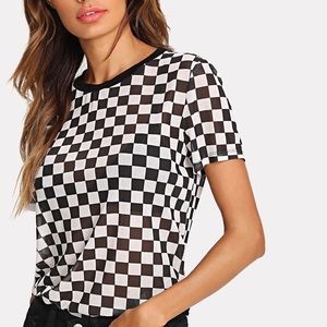 Hot topic black and white checkered shirt